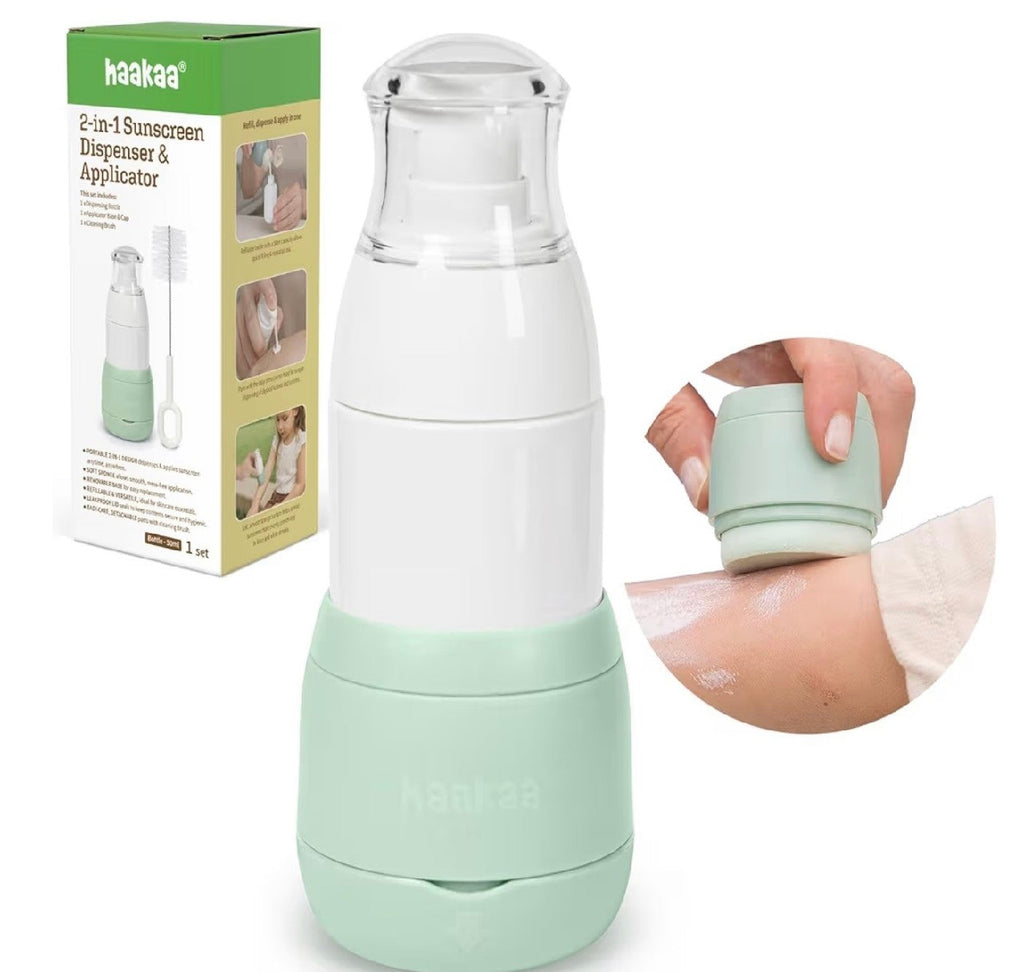 Haakaa Sunscreen Applicator for Kids, Refillable Sunscreen Dispenser with Soft Sponge