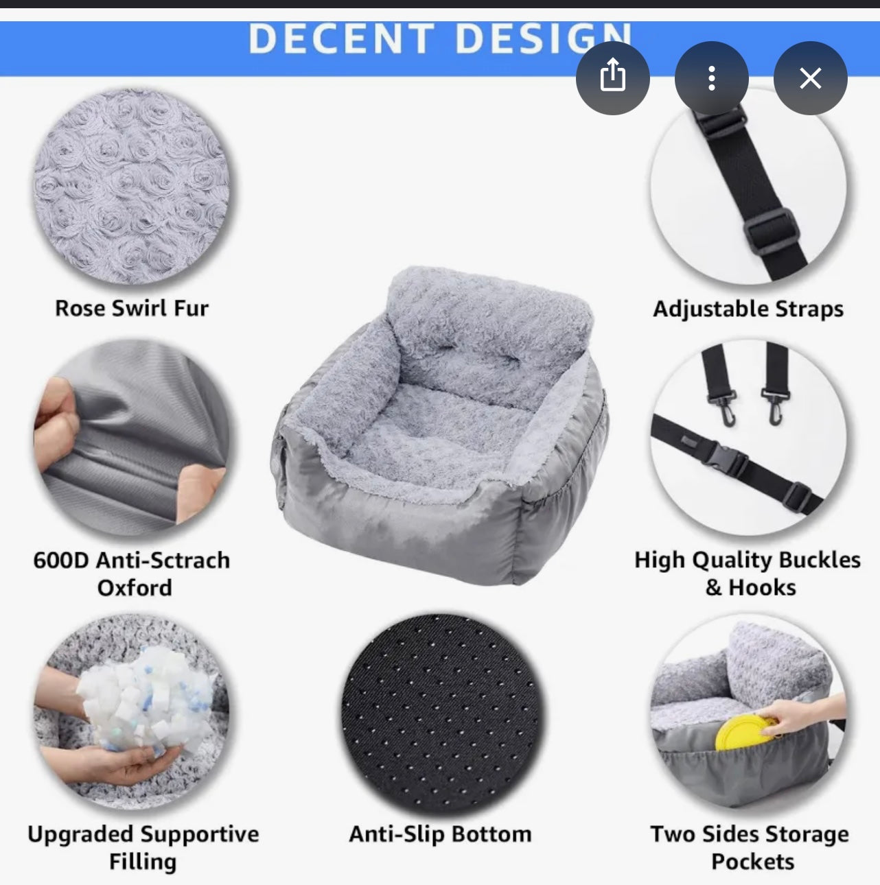 Oiilores Pet Car Seat.