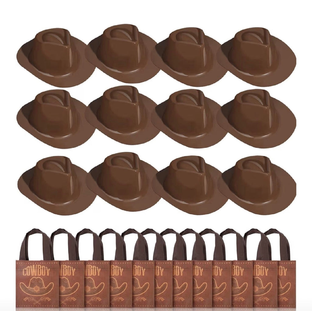 SATINIOR 24 Pcs Plastic Cowboy Hats for Kids Set Western Party