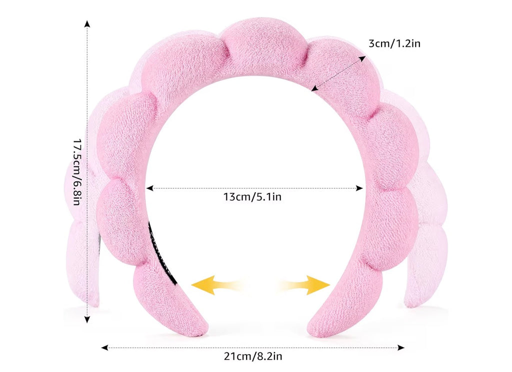 Ztomine Spa Headbands for Washing Face or Facial, Set of 2 Skincare Headbands, Terry Cloth Headband Wash Combo Pack - Puffy Makeup Washing, Mask, Skin Treatment (Black & Pink)