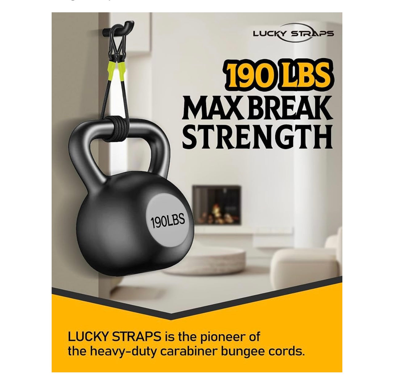 Lucky Straps 48 Inch Bungee Cords With Carabiner Hooks.