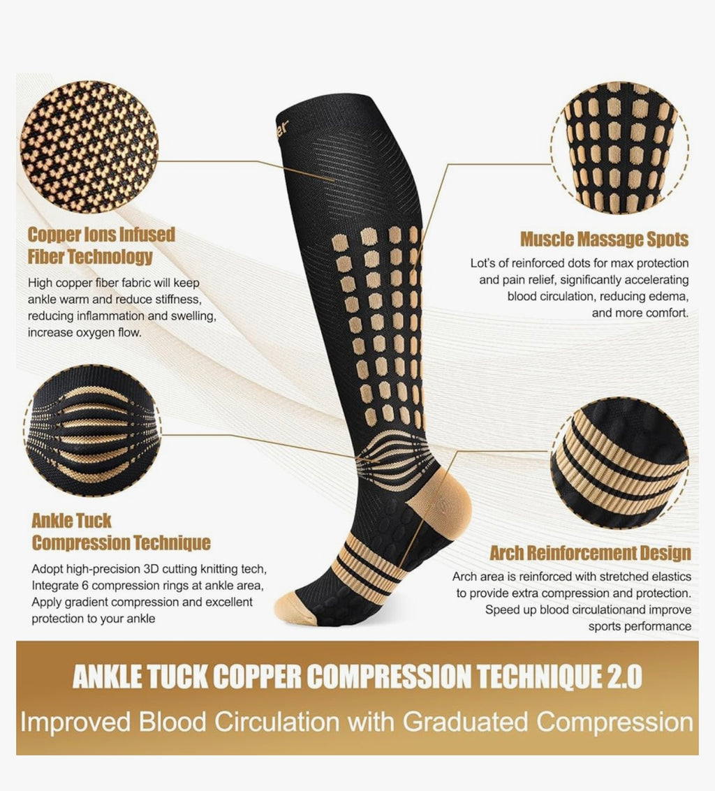Neenca YSW004 Copper Compression Socks.