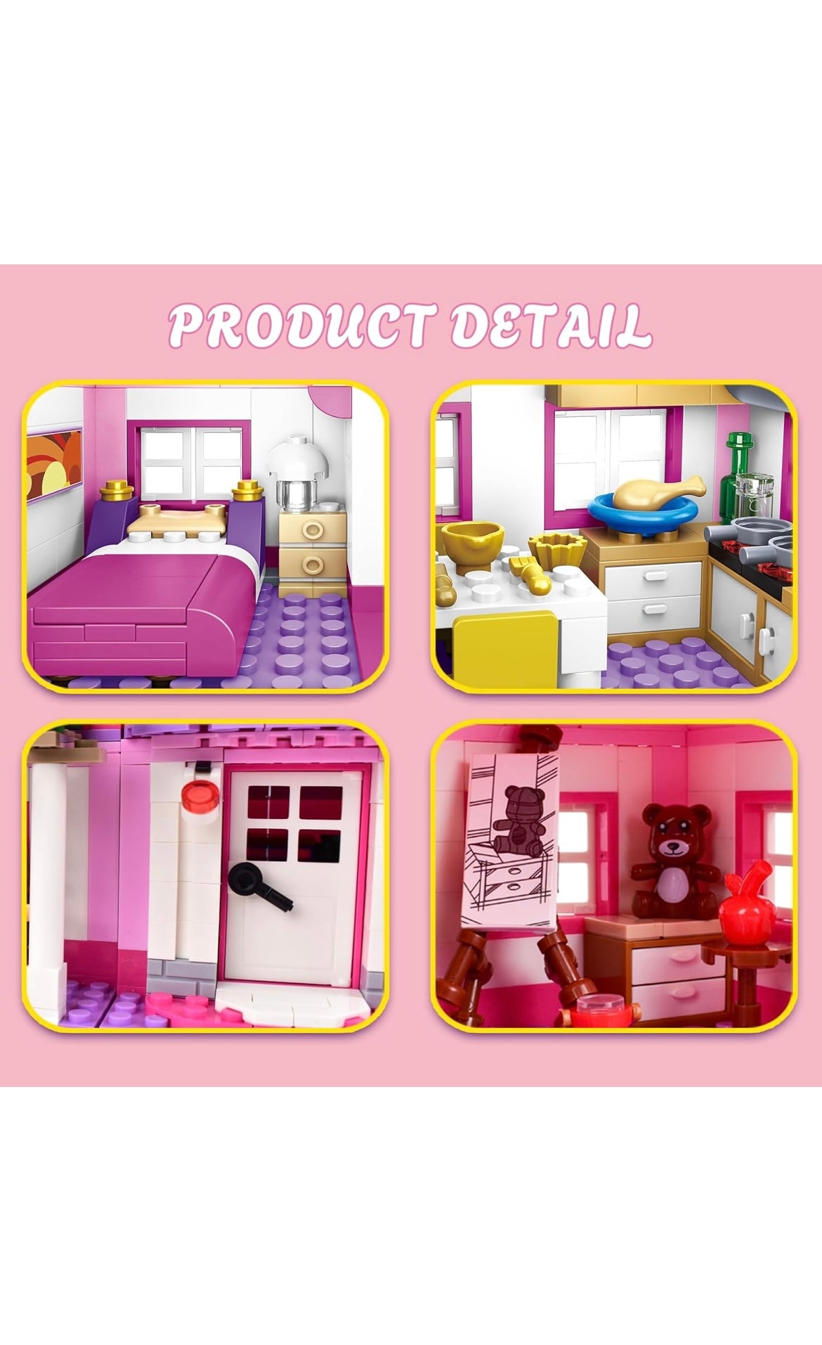 Csnrhg pink summer pool villa building bock set