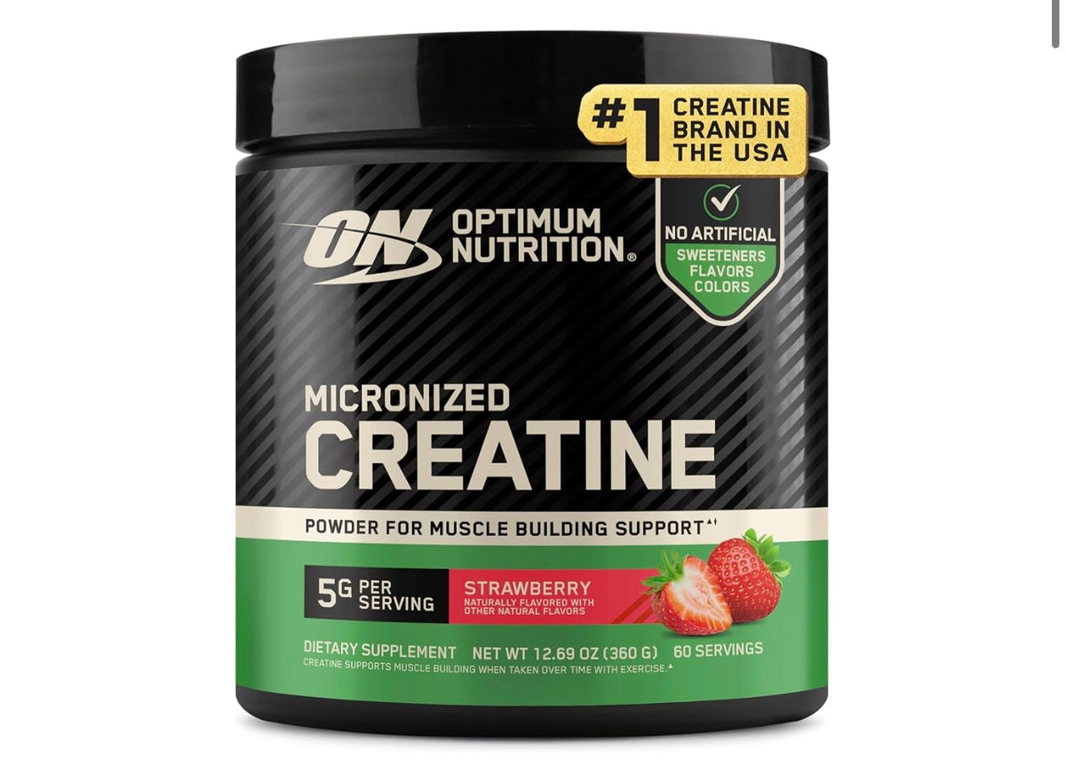 Optimum Nutrition Creatine Monohydrate Powder, Strawberry, 60 Servings.