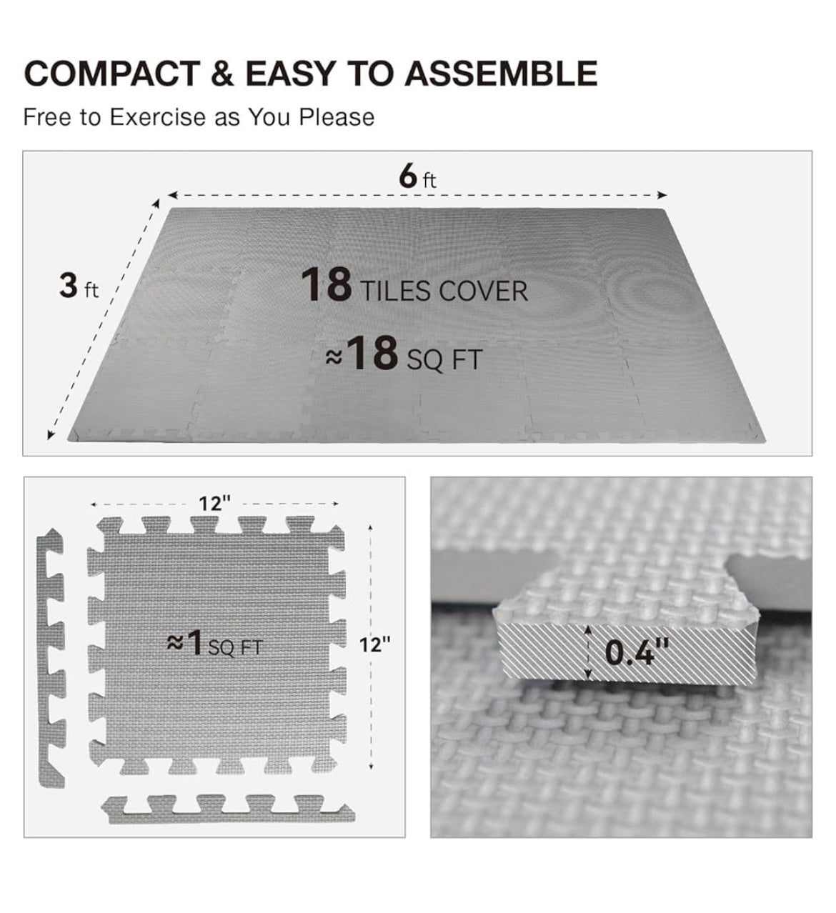Air hop 18 pcs gym floor mat