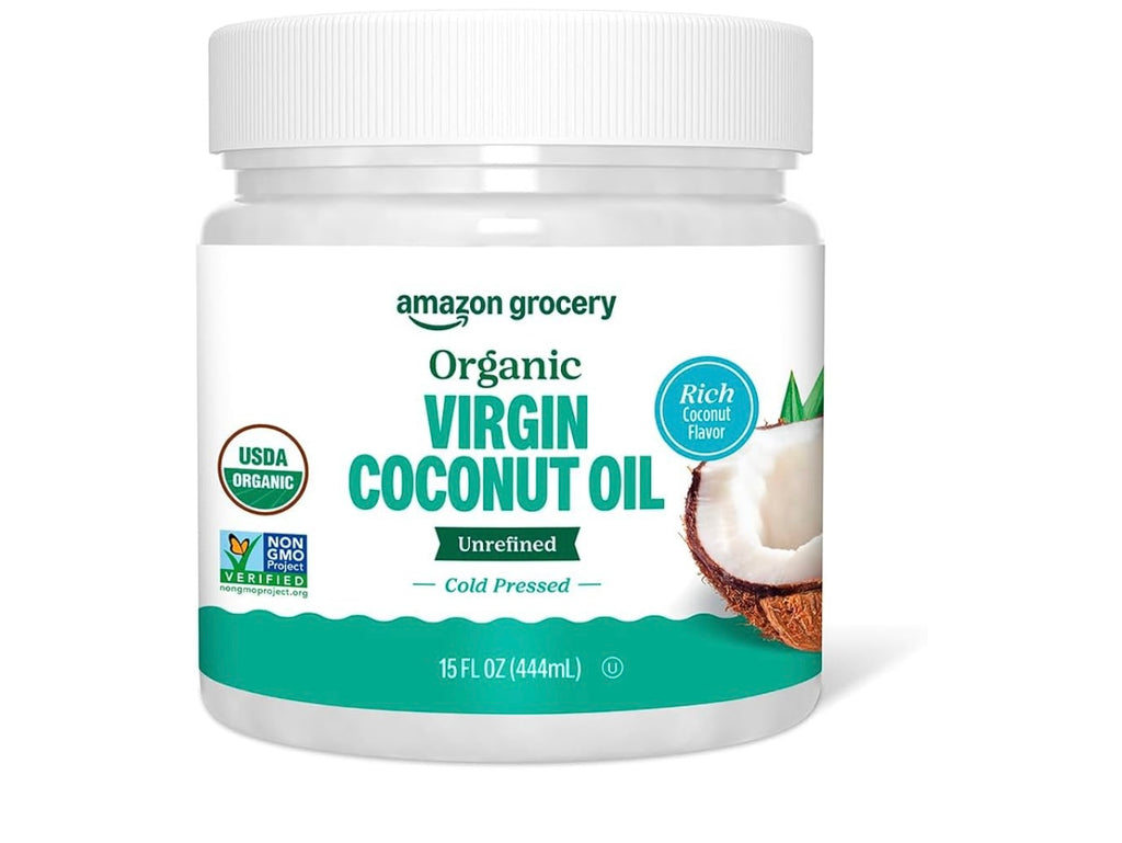 Amazon Grocery, Organic Virgin Coconut Oil, Non GMO, 15 Fl Oz. Best by May 2028.