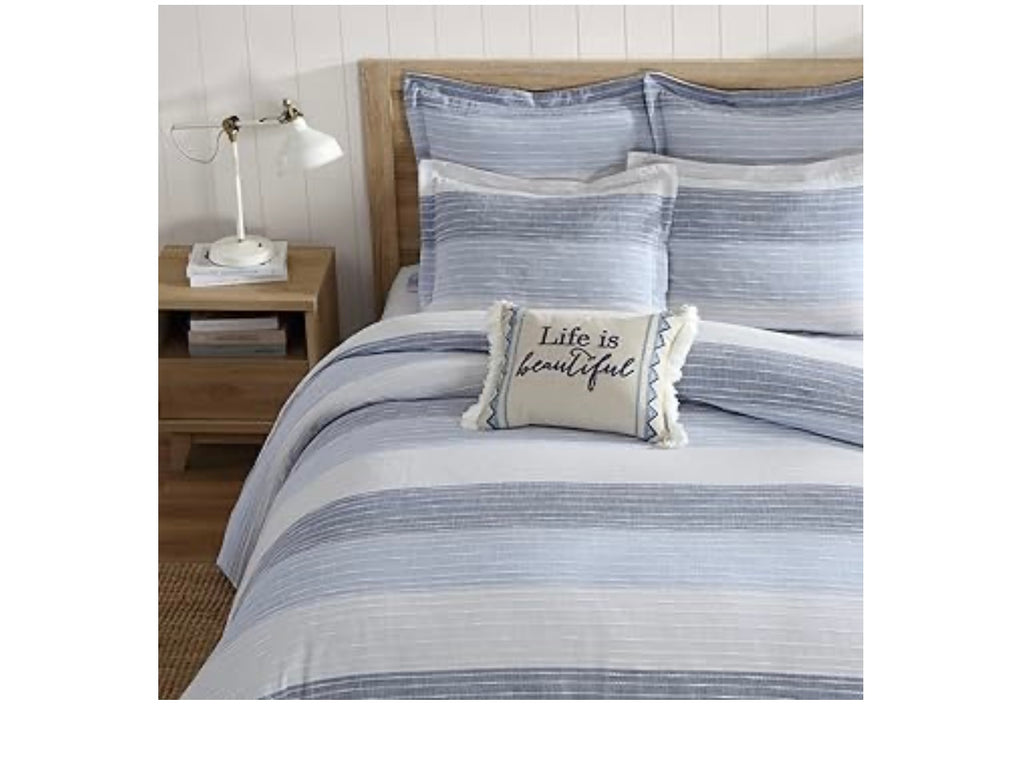 Levtex Home Sand Stripes Blue King/Cal King Comforter Set.