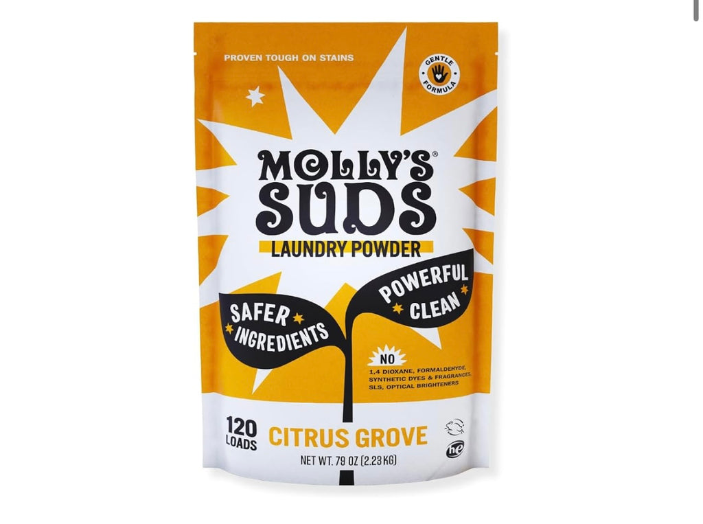 Molly's Suds Original Laundry Detergent Powder | Clean Laundry Detergent Powder for Sensitive Skin | Simple, Effective Ingredients, Stain Fighting | 120 Loads (Citrus Grove