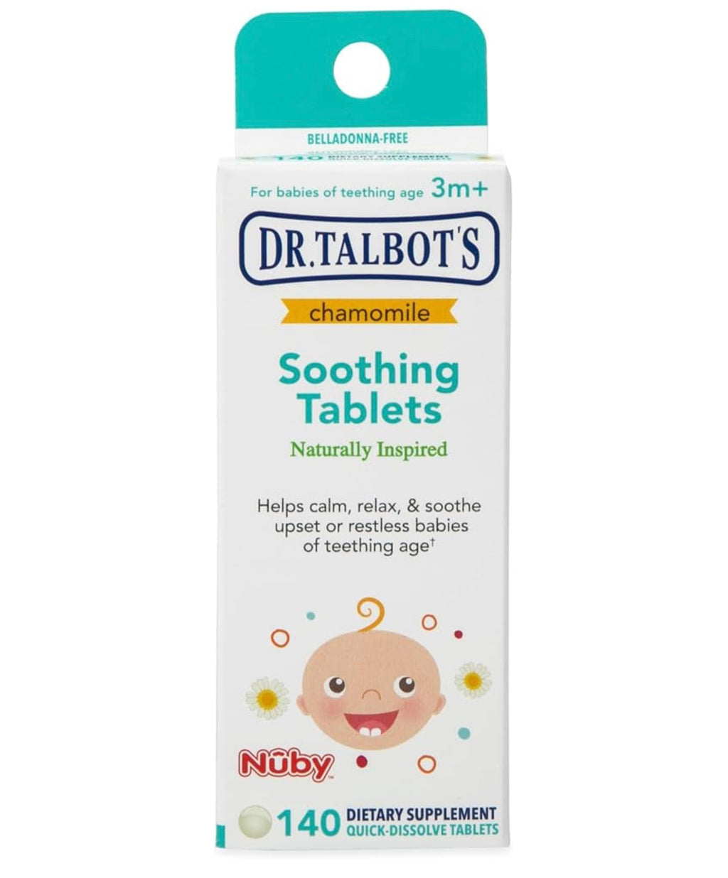 Dr. Talbot's Chamomile Soothing Tablets, Quick Dissolve, 140. Best by 05/2028.