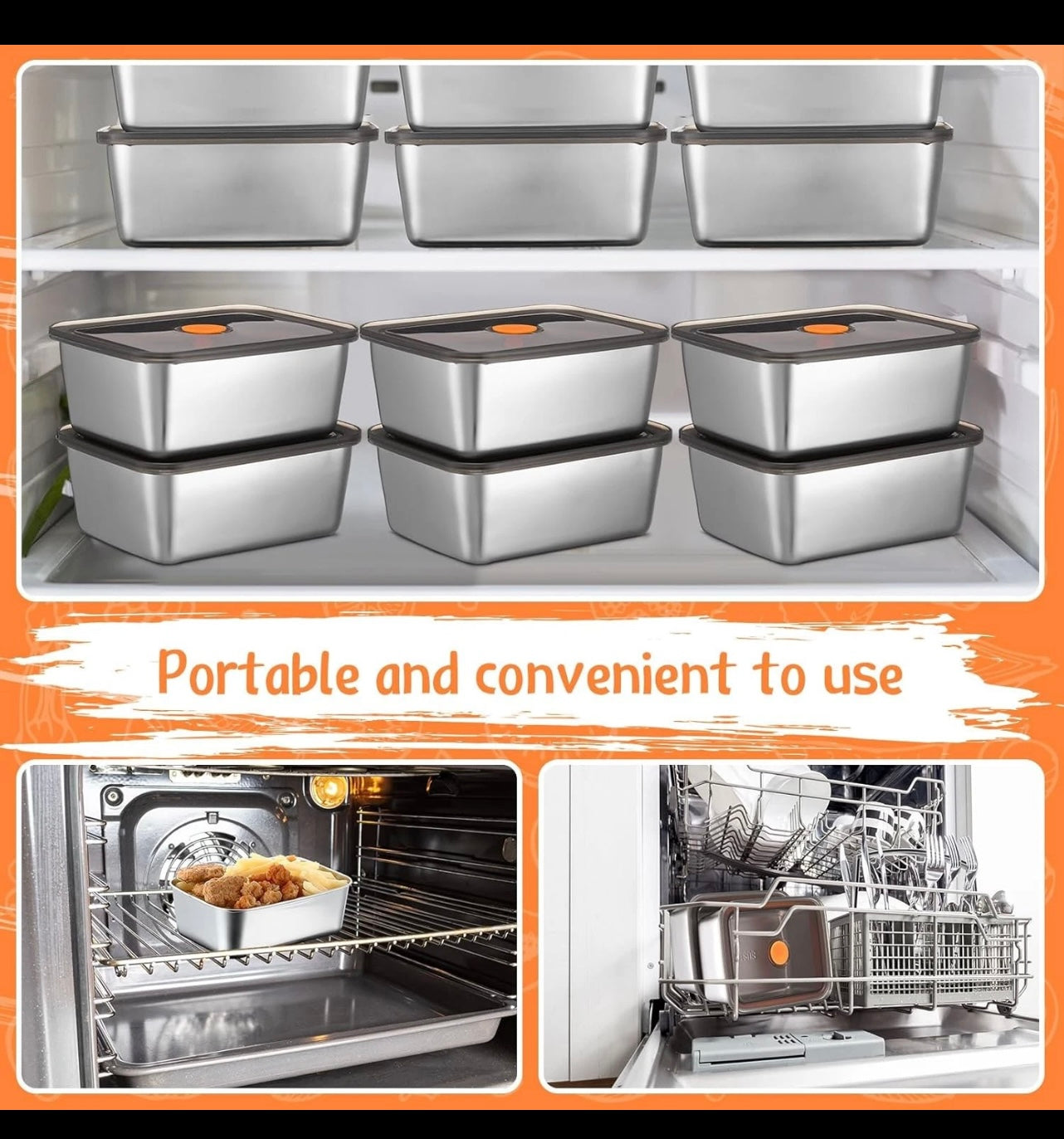 Layhit 10 Set Stainless Steel Food Containers.
