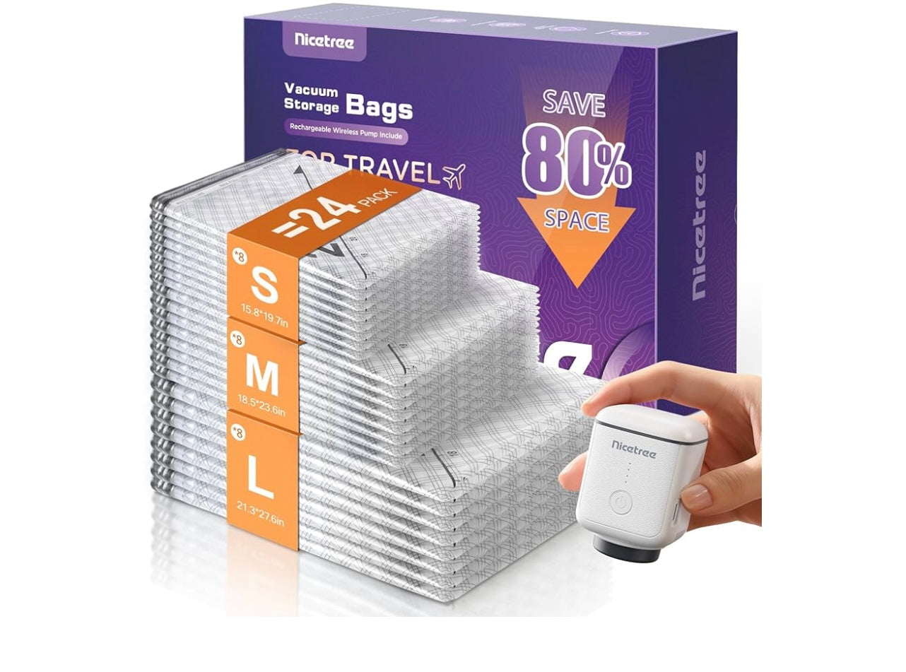 Nicetree 24-pack Vacuum Storage Bags.