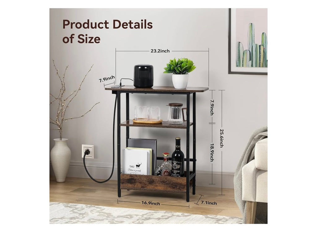 Narrow Side Table With USB-C Charging Station.