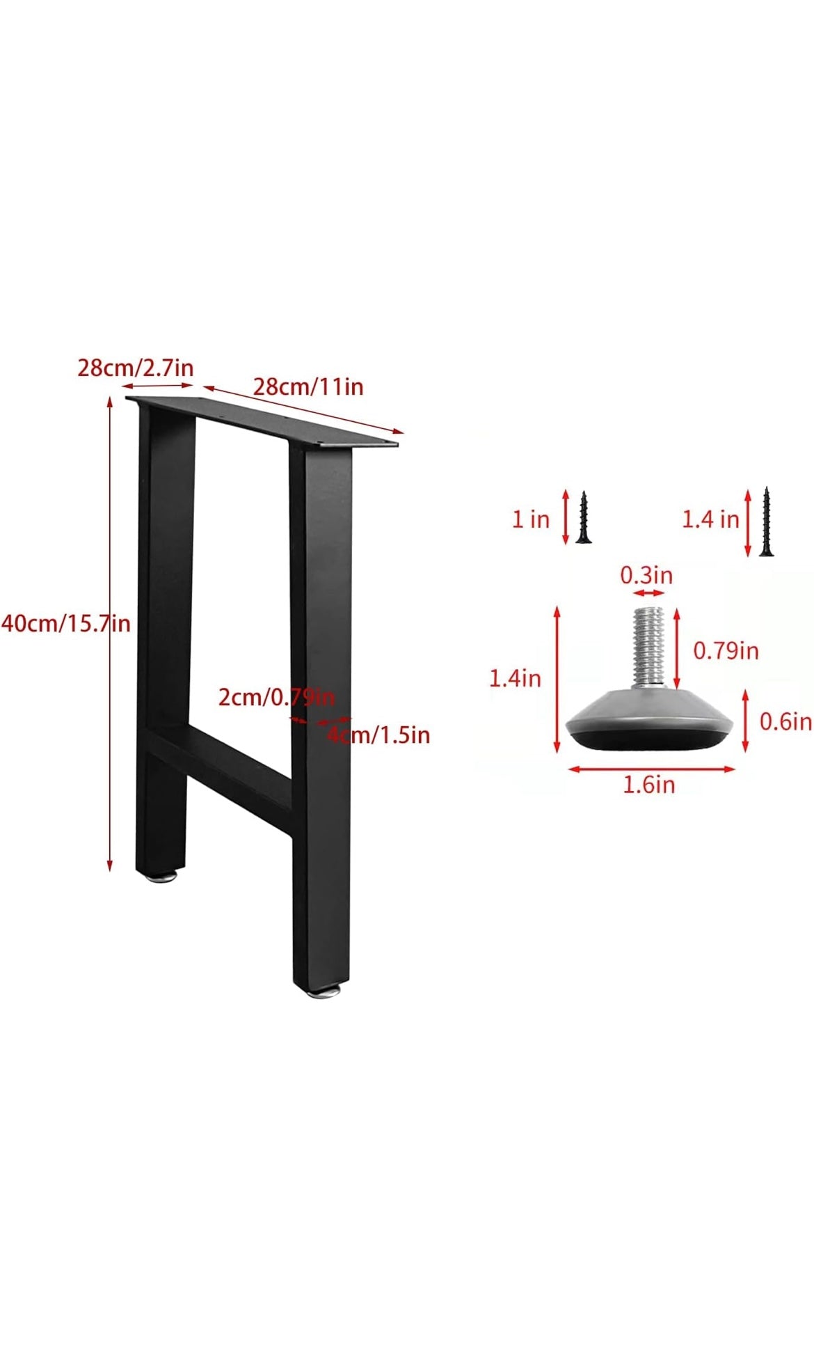 Bench legs metal 16” by 11”