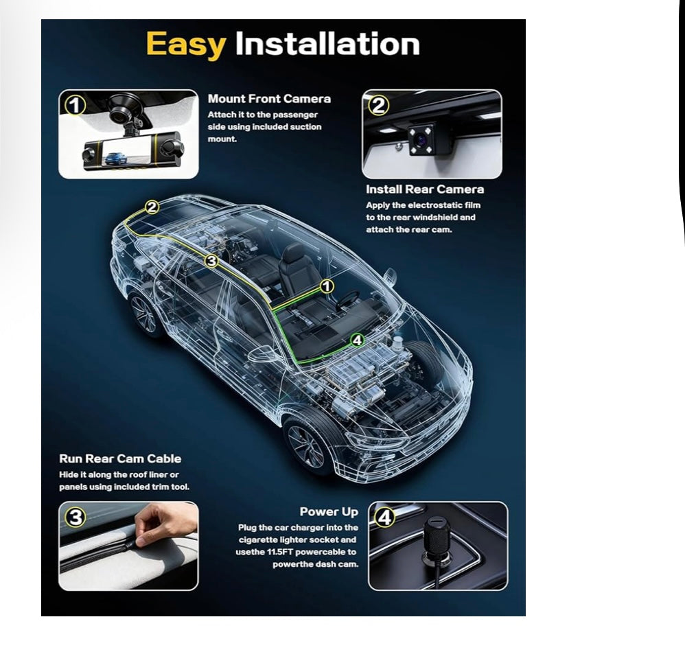 Dash cam front rear inside