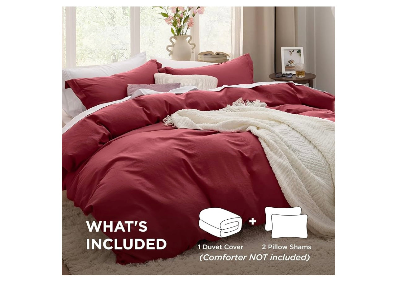 Bedsure Red Duvet Cover King Set.