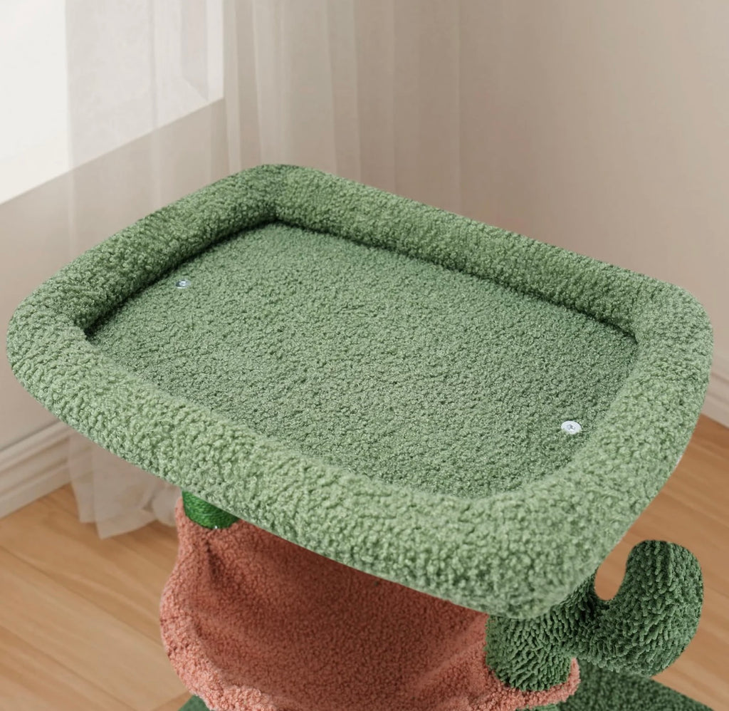 Aiwikide 37.4” Cactus Cat Tree Tower with Twin Cat Condos.