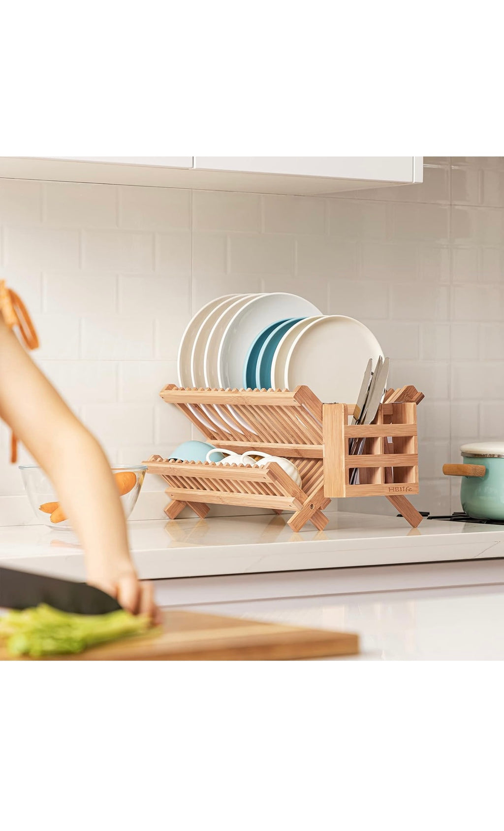 Dish rack with utensil holder bamboo