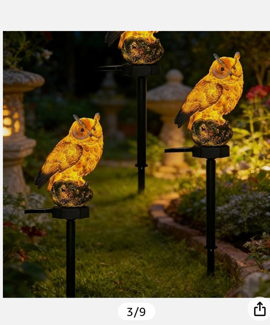Solar owl garden light