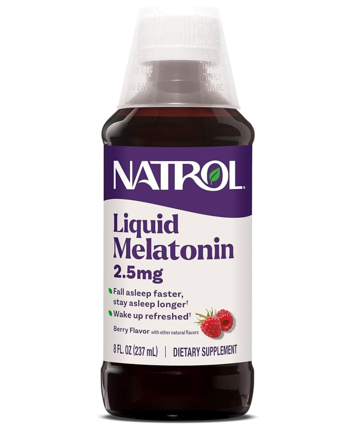 Natrol Liquid Melatonin for Adults, 2.5 mg, Berry-Flavored, 8 Fl Oz. Exp 06/2027.