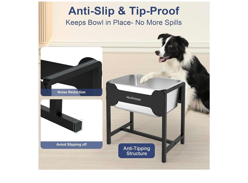 MeoWriental Elevated Stainless Steel Dog Water Bowl.