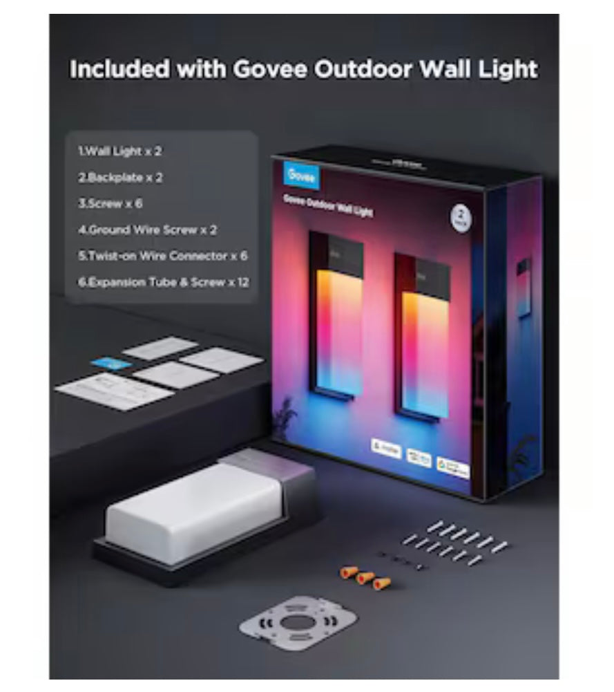 Set Of 2 Govee Outdoor Wall Lights.