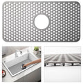 Silicone Sink Mat, 24.6''x 12.9'' Kitchen Sink Protector Grid for Bottom of Center Drain Sink, Gray Non-slip Heat Resistant Liner for Farmhouse Stainless Steel Porcelain Sink