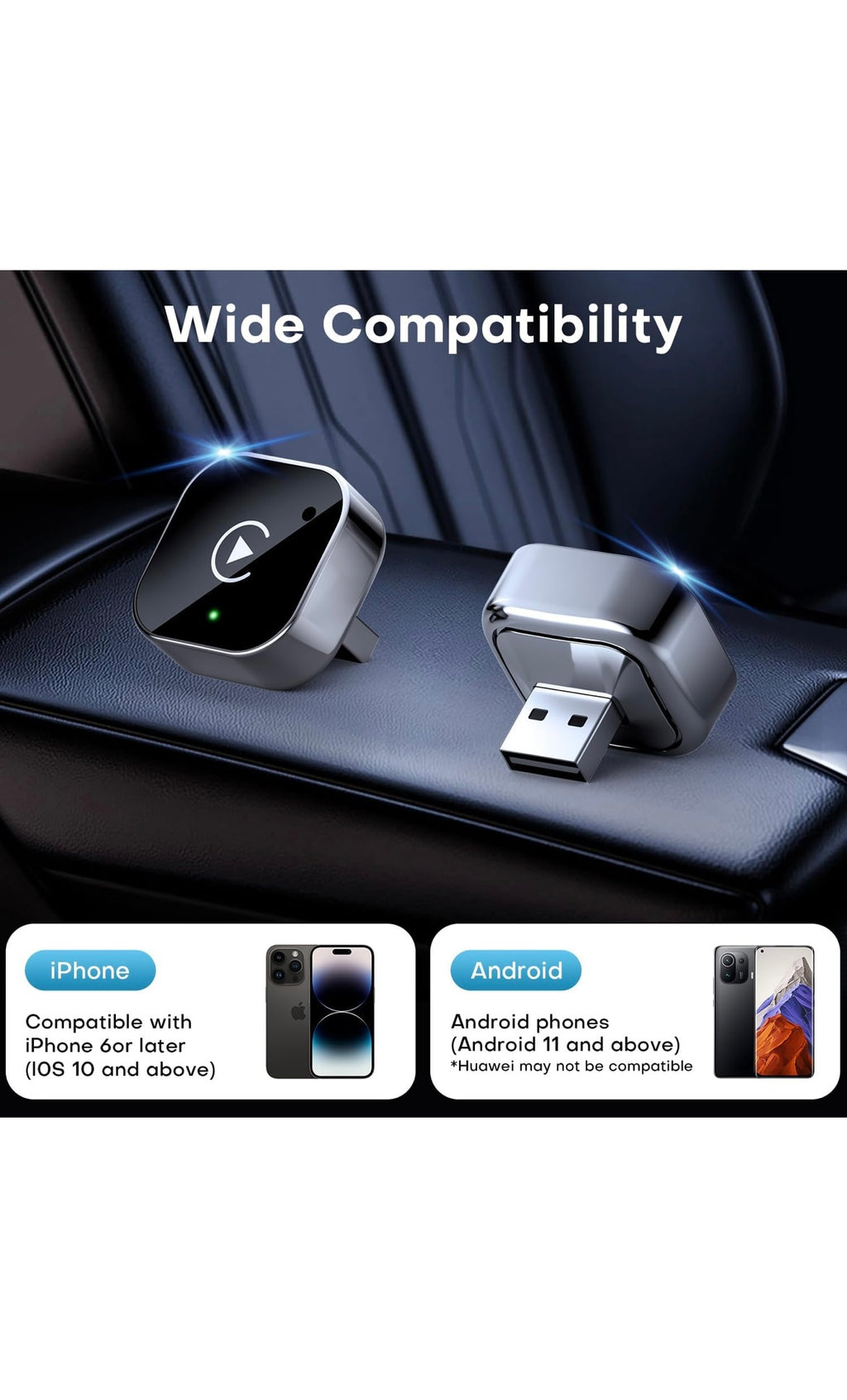 Wireless CarPlay and android auto adapter plug