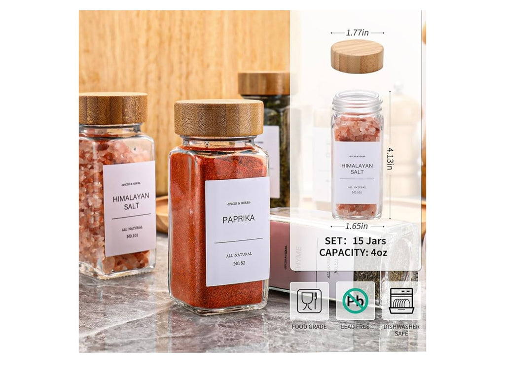 Spice jars with Labels.