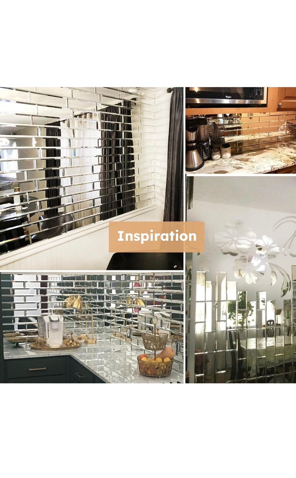 Peel and stick mirror backsplash tiles