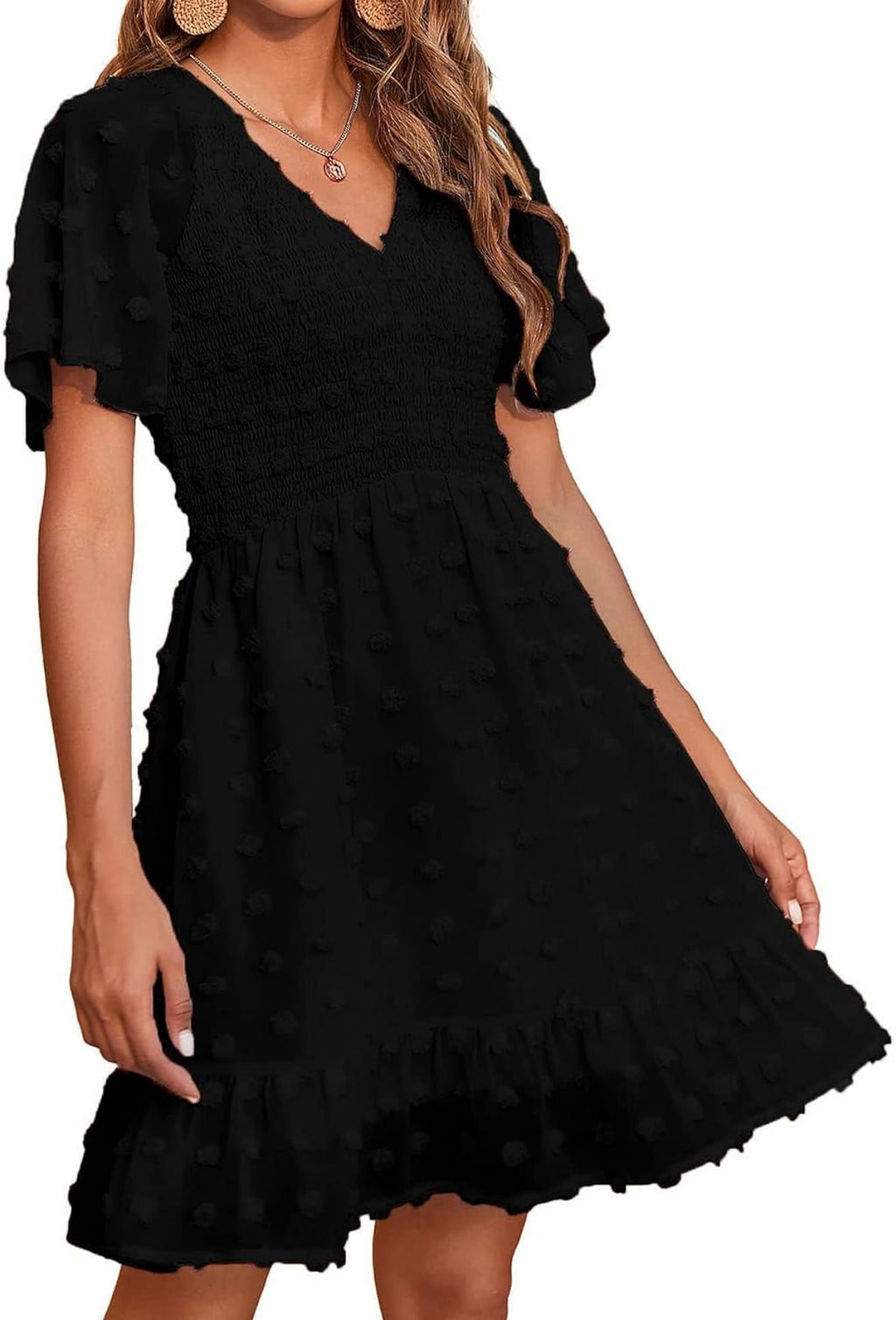 Women's Swiss Dot Mini Boho Vacation Dresses
