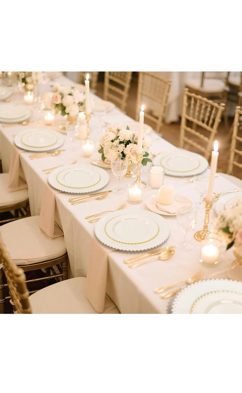 60 pcs plastic plates beaded ivory