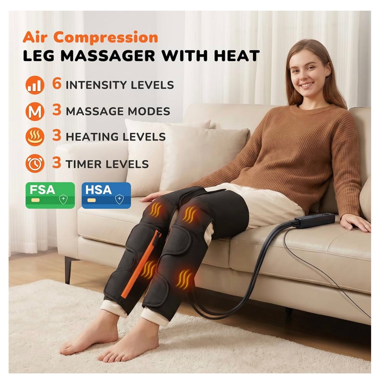 JzBrain Air Compression Leg Massager For Thigh and Calf.