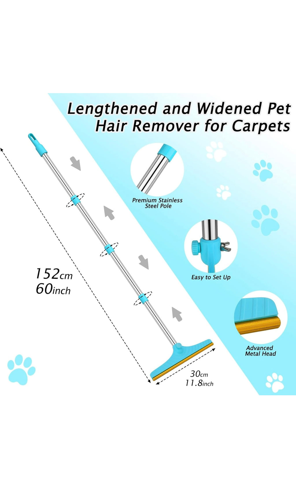 Pet hair removal broom