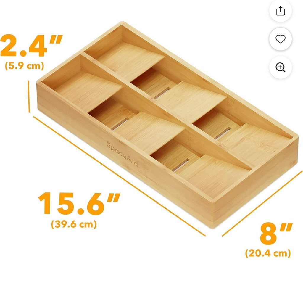 SpaceAid Bamboo Cutlery Organizer.