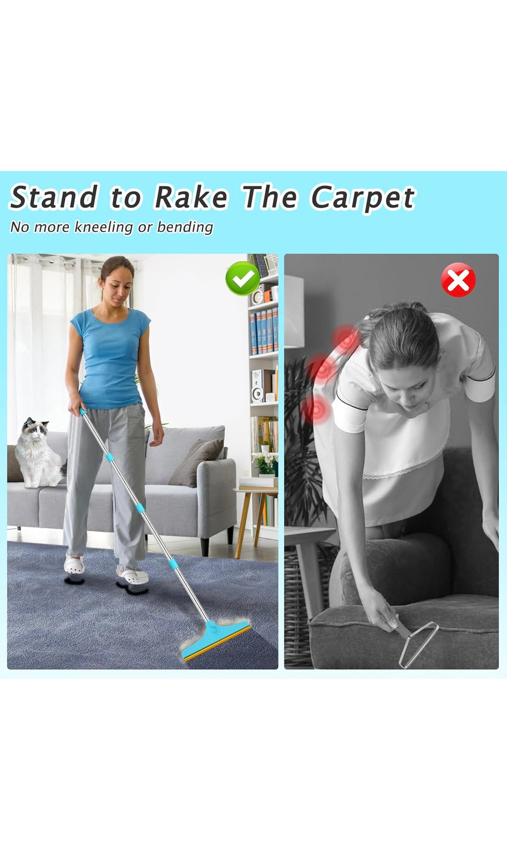 Pet hair removal broom