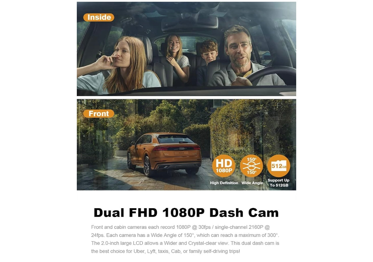 Pruveeo Dash Cam Front And Inside.