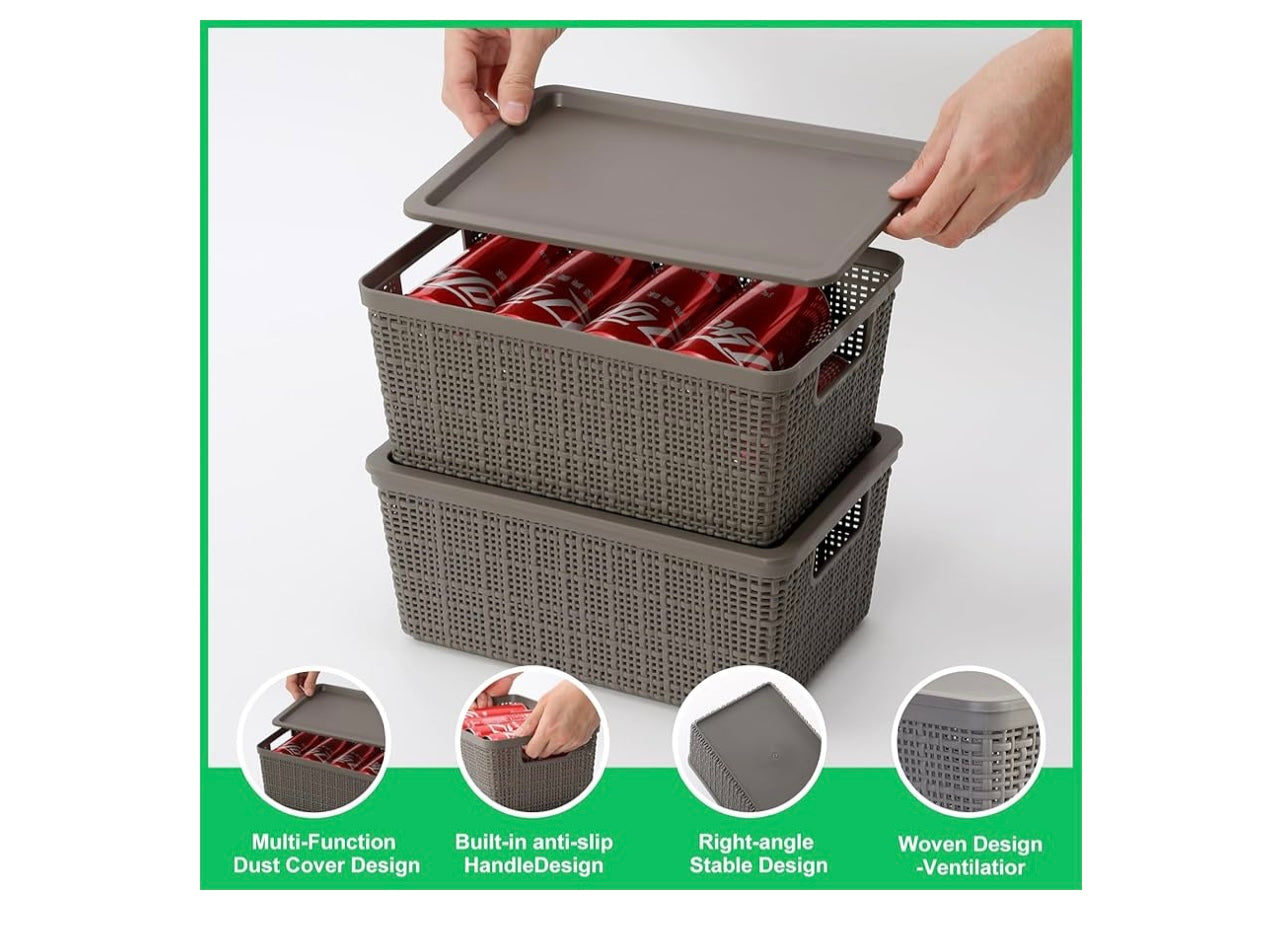 6 plastic Storage bins.