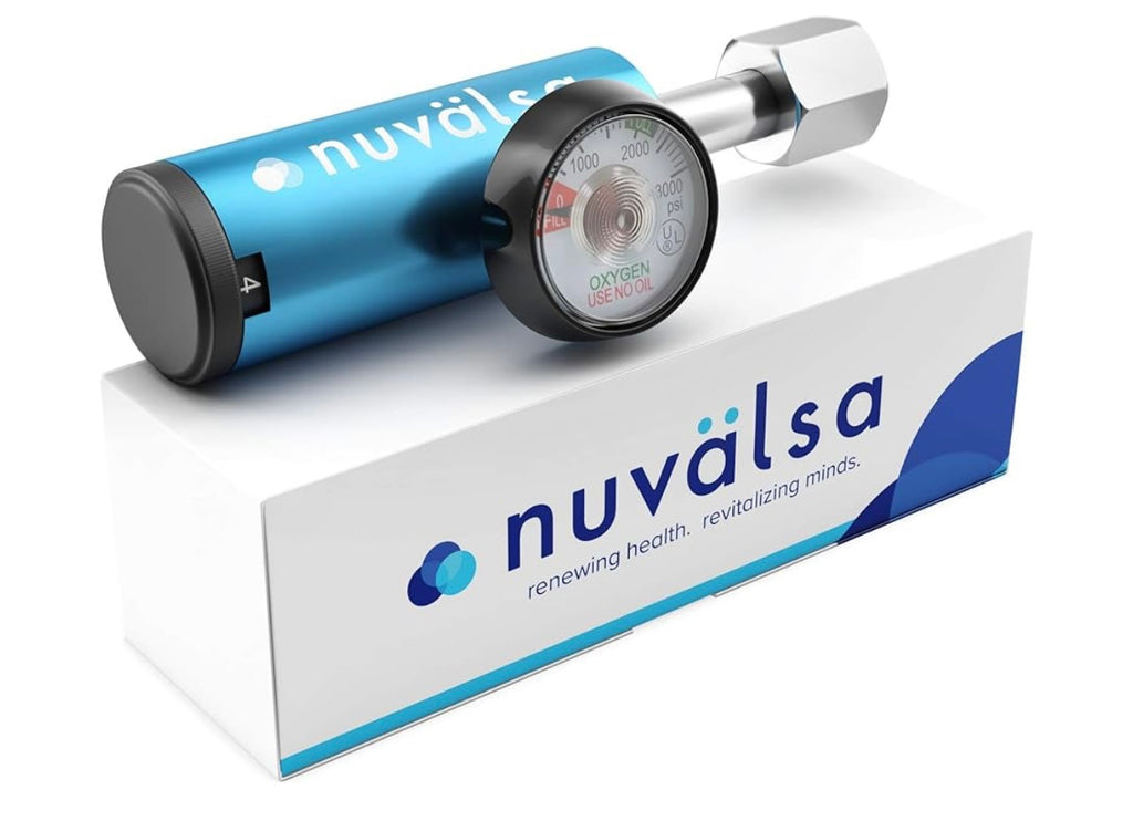 Nuvalsa Ozone Therapy Low Flow Oxygen Regulator. Compatible with Oxygen Cylinders up to 3,000 PSI.