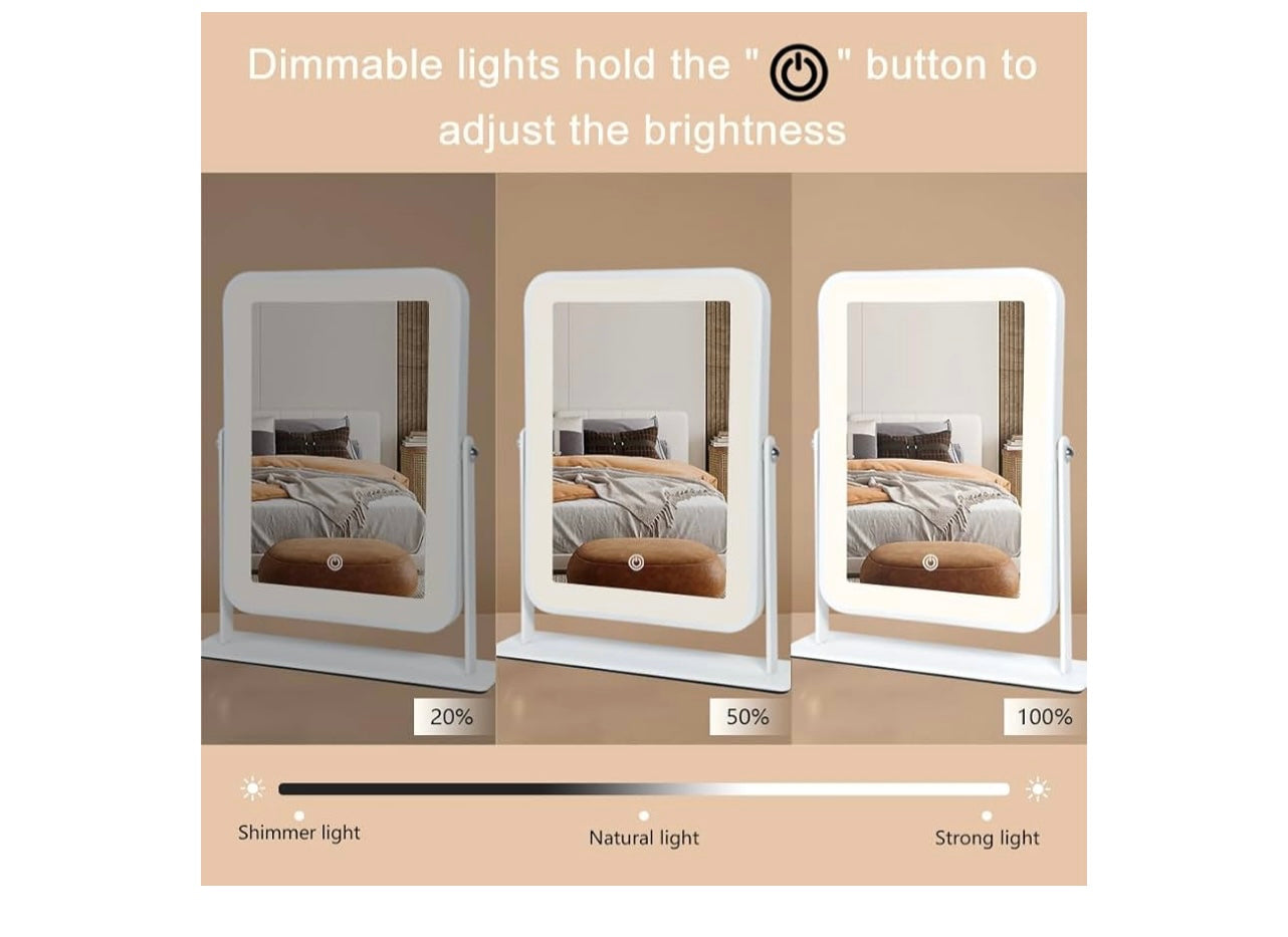 Yekkopt Small Desk Mirror with Lights.