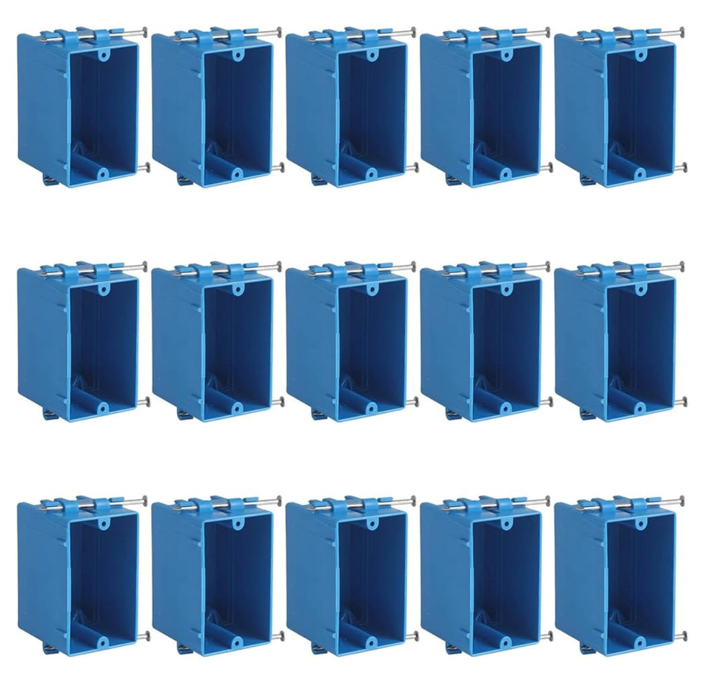 15 Pack 18cu. Single Gang Electrical Outlet Boxes.