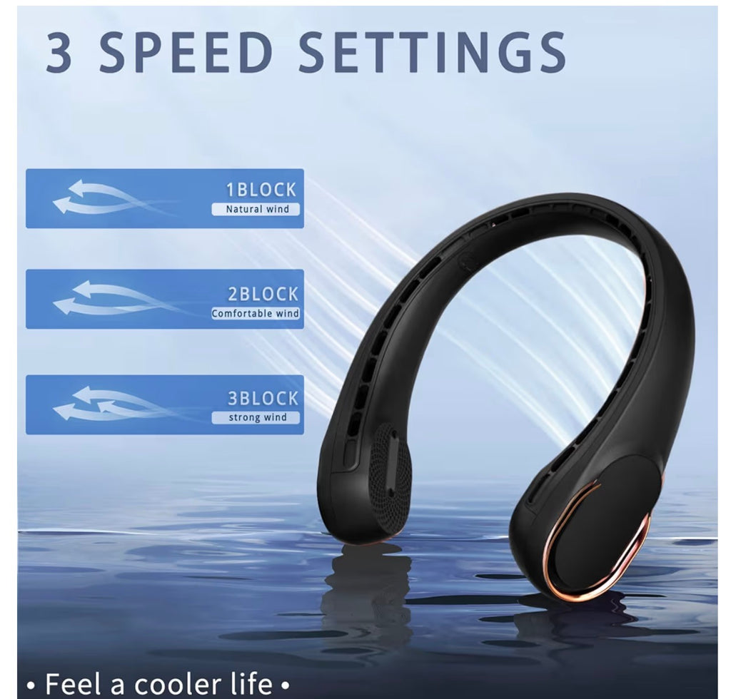 Neck Fan, Bladeless Neck Fan, 4000 mAh Rechargeable Personal Fan, 360° Hands Free Wearable Fan, 3 Speeds Adjustable,Faster Cooling, Ultra Quiet, Suitable for Home, Office, Travel, Sports