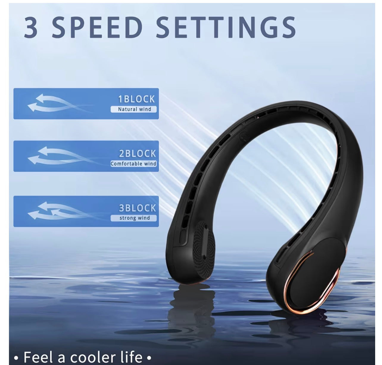 Neck Fan, Bladeless Neck Fan, 4000 mAh Rechargeable Personal Fan, 360° Hands Free Wearable Fan, 3 Speeds Adjustable,Faster Cooling, Ultra Quiet, Suitable for Home, Office, Travel, Sports