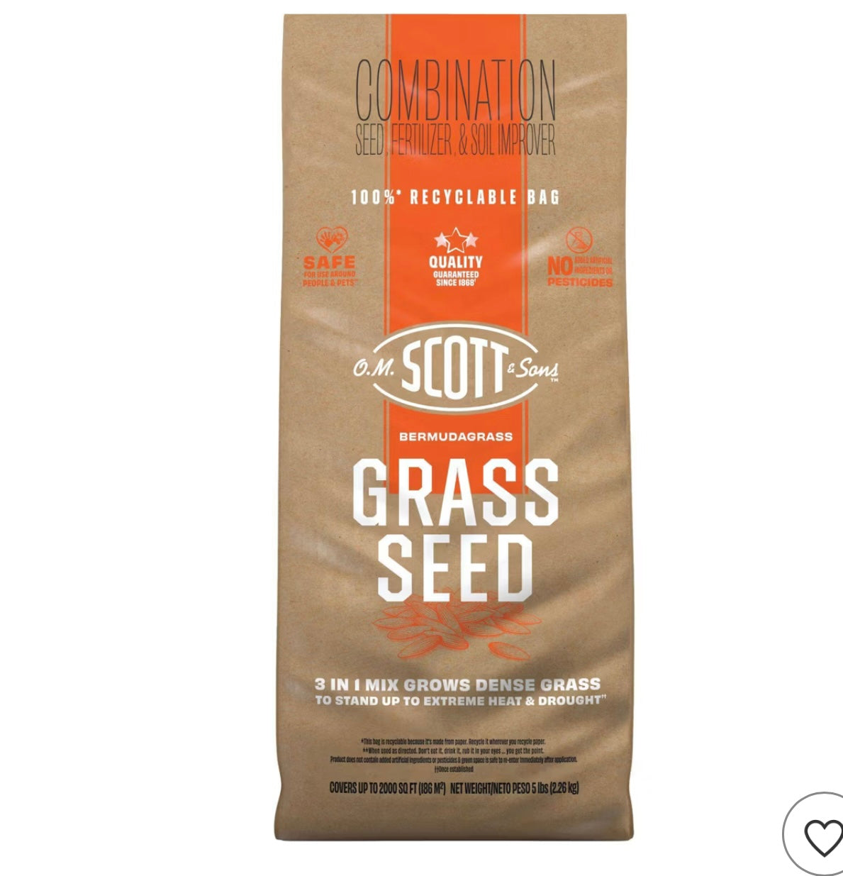 Scotts Bermudagrass Grass Seed. 5lbs.