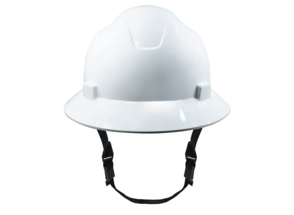 General Electric GH329 Non-Vented Full Brim Hard Hat. 4-point adjustable Ratchet Suspension.