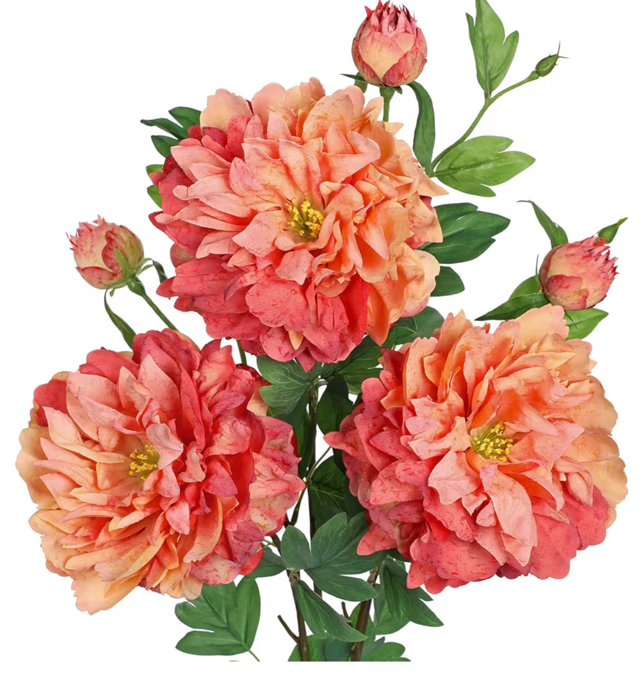 Orange Peonies Artificial Flowers 3Pcs Fall Flowers for Fall Decoration 27.5" Real Touch Silk Faux Peony Flower with Long Stems for Home Autumn Floral Arrangement Vase Table Centerpieces Bouquet Decor