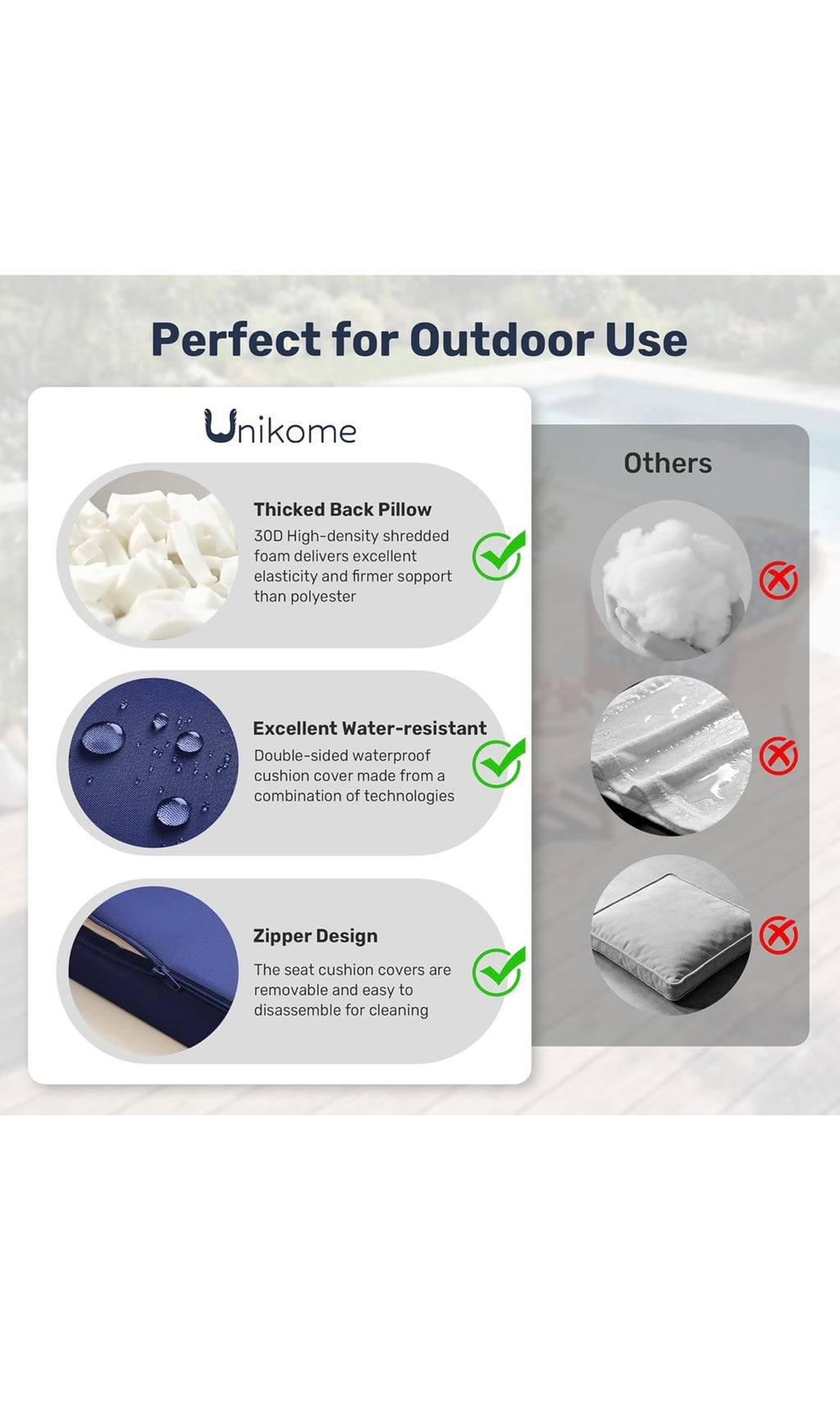 Outdoor seat cushion