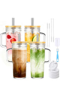 Birity glass cups with lids and straws