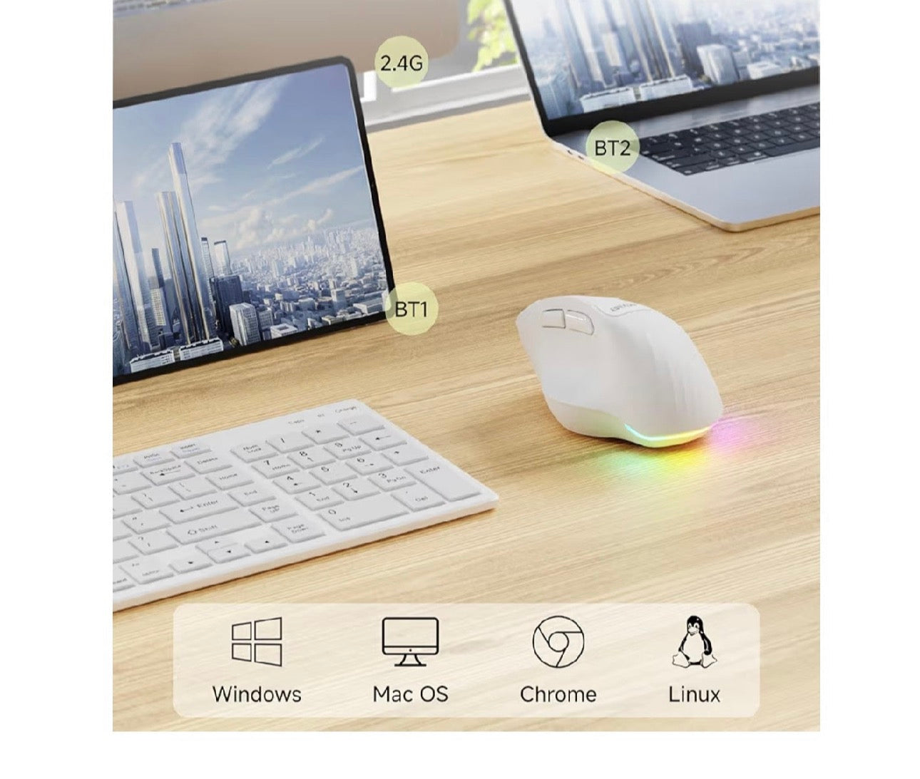 EWEADN C2 Ergonomic Wireless Mouse, Rechargeable Bluetooth & 2.4G Dual Mode Computer Mouse