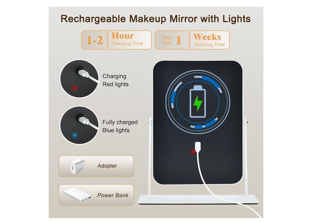 Yekkopt Small Desk Mirror with Lights.