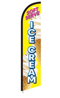 HunnmingRe 12ft Soft Serve Ice Cream Feather Flag Ice Cream Swooper Feather Banner for Outdoor Snack Bar Cafe Business Advertising(Not Include Pole)